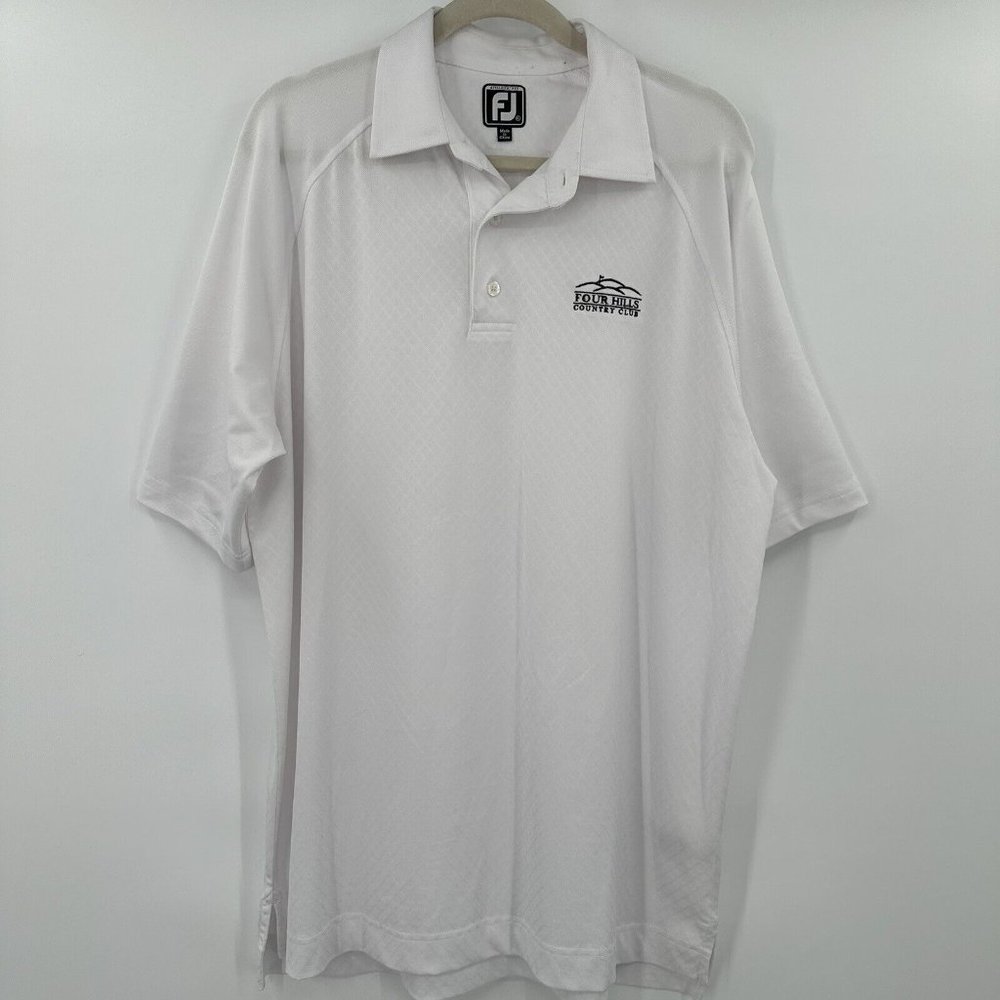 FootJoy FJ‎ Solid White Four Hills Country Club Short Sleeve Golf Polo Size XL